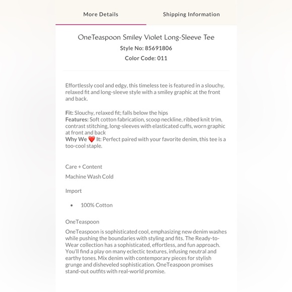 One Teaspoon Smiley Tee - Picture 5 of 5